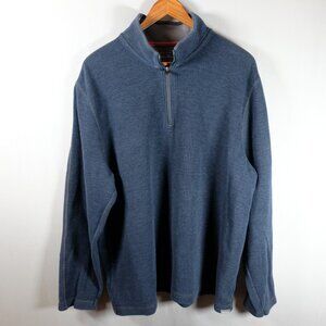 Eddie Bauer Mens Blue Quarter Zip Heavy Long Sleeve Pullover Sweater XL